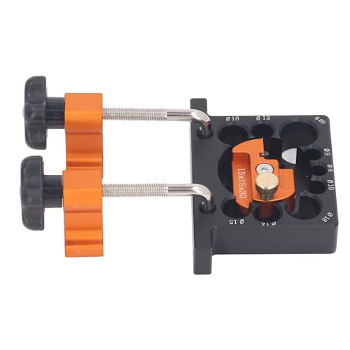 Dowel Maker Jig Kit, Adjustable Woodworking Dowel Maker with Electric Drill, 9 Holes 8-20mm, Aluminum Alloy Round Rod Milling Tool, Carbide Blade, Includes Wrench Fixing Clips and Screws