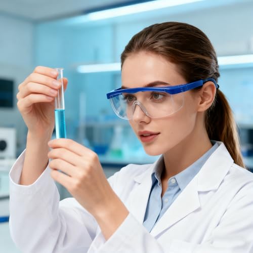 Safety Glasses, Clear Anti-Fog Protective Goggles, Lightweight Industrial Eye Protection (4 Pack)