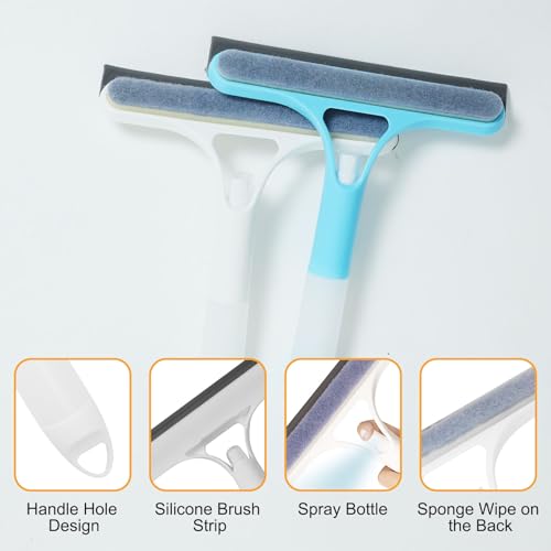 3-in-1 Spray Window Squeegee with Scraper and 2 Cotton Pads, White - color: Pro-white