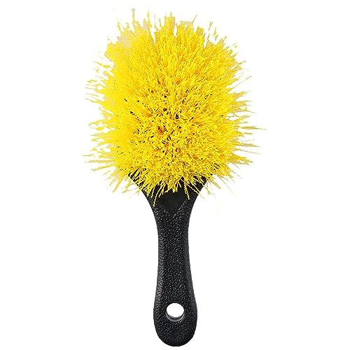 8" Utility Scrub Brush, Plastic Handle, Nylon Bristles, Heavy Duty Cleaning Brush for Outdoor, Wheels and Tire