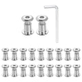 HARFINGTON 20 Set M6x10mm Hex Drive Socket Cap Bolt and M6x10mm Nuts with M4 Hex Wrench, Furniture Connector Bolts and Screws for Furniture Countersunk Belt, Silver - size: M6x10mm, M6x10mm