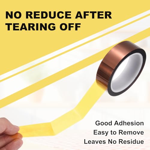 uxcell Heat Tape, 40mm x 33m (108ft) Polyimide Heat Transfer Sublimation Tape No Residue High-Temperature Resistant Tapes for Heat Press Soldering Circuit Board (0.08mm T, Brown) - size: 40mm