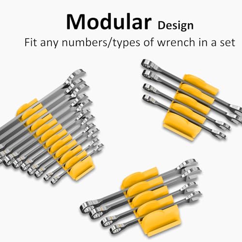 DEHOYI 48 pcs MAGNETIC Modular Wrench Organizers for Tool Drawers - Wrench Rack with Metric&SAE Labels, Perfect Tool Storage Holder. Gift for mechanics (Yellow) - style: Magnetic (48 pcs yellow)