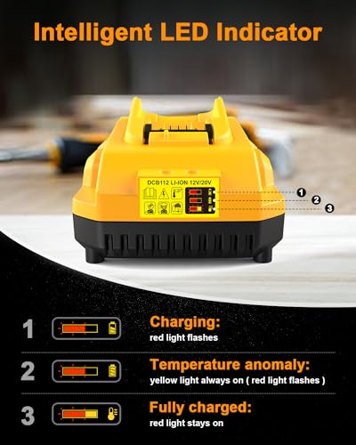 DCB112 20V MAX Battery Charger Replacement for Dewalt Battery Charger, Compatible with Dewalt 12V-20V Battery - color: Yellow