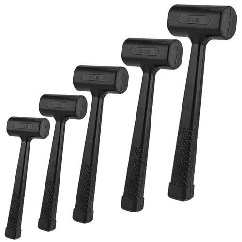 5 Pieces Deadblow Hammer Set, 0.5LB, 1LB, 1.5Lbs, 2LB, 3Lbs Rubber Mallet, Rubber Hammer with Checkered Grip, Spark and Rebound Resistant Hammers