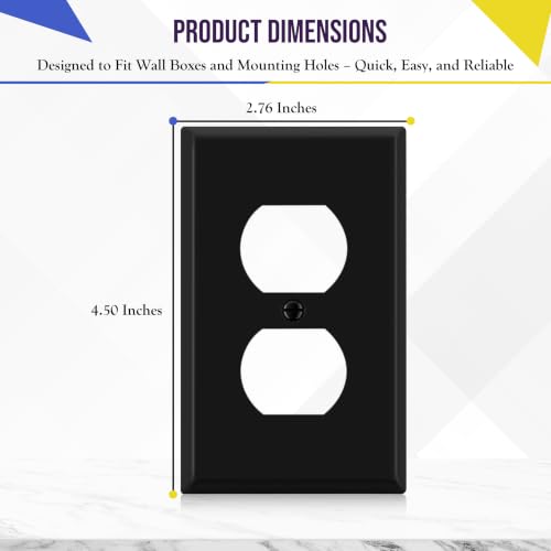 ENERLITES Duplex Receptacle Outlet Metal Wall Plate, 1-Gang, Black Matte - color: Black Matte, size: Standard Size