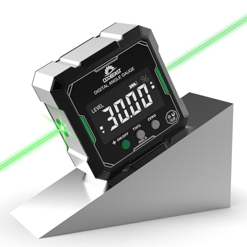 Digital Angle Finder with Green Laser, 4-side Magnetic Digital Laser Level - color: Green