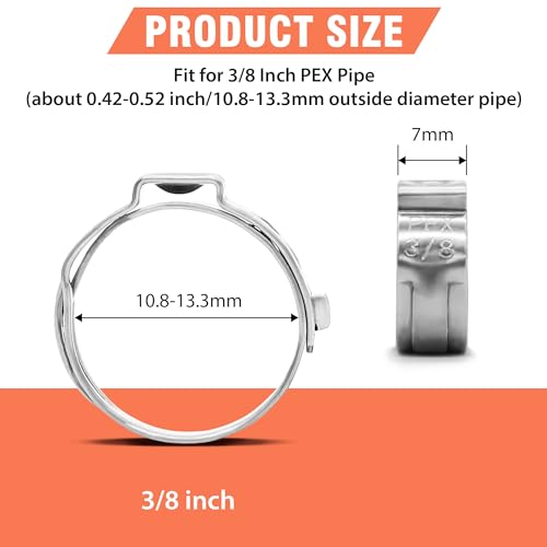 120pcs 3/8 pex crimp rings for PEX Tubing Pipe Fitting Connections - color: 120 Pcs, size: 3/8 inch
