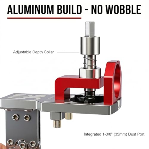 RUITOOL 35mm Concealed Hinge Jig System, Cabinet Door Mounting Jig & Door Installation Kit with Secure Clamp and Dust Port, Aluminum Hardware Hole Puncher with Modular Extension Ruler