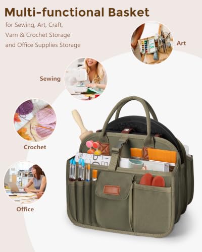 Pottery Tool Organizer Bag, Art Supply Studio Bag, Clay Tool Storage Caddy - color: Green