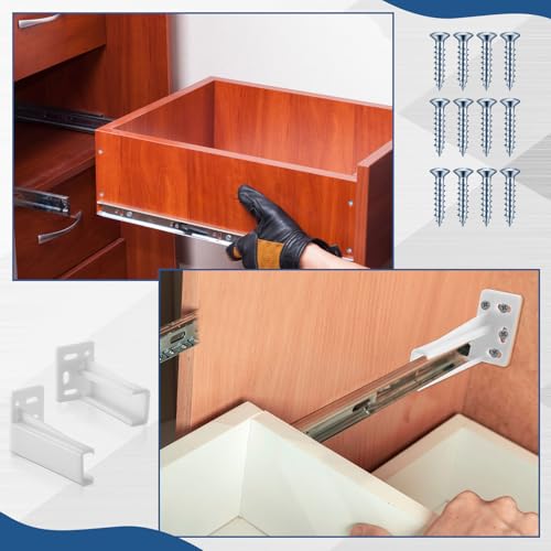 Chunful 2 Pair Rear Drawer Track Socket Back Plates Mounting Brackets,White | With Screws for Install, Replacement Socket for Drawer Slide Repair, Left Right Pair for Cabinet Furniture Rear Mounting - color: White