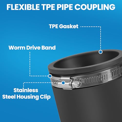 2 Pcs 1 IN Flexible PVC Pipe Coupling with Stainless Steel Clamps Fit 1 IN Nominal Pipes, Couplers for Plastic and Copper Pipe Plumbing Connections, Drain Repair, Dust Hose - size: 1 in