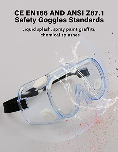 MELASA Safety Goggles ANSI Z87.1 Anti-Fog Protective Lab Goggles Chemistry - color: Clear - 1 Pcs