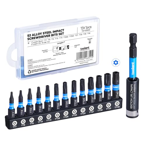 toolant 13PCS 1" Impact Torx Bit Set TT7-T40 S2 Steel Security Torx - size: 1"*13+1pcs
