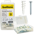 Qualihome Heavy Duty Plastic Self Drilling Drywall Anchors and Screws Kit | Includes 50 Drywall Anchors, 50#8 1-1/4 Inch Screws & Reusable Storage Case - style: 50 Pack