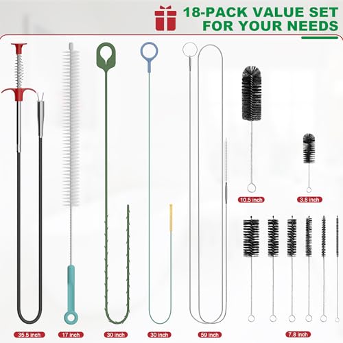EastLink Drain Snake Tool Set 18Pcs, Drain Clog Remover & Cleaner Brush Kit