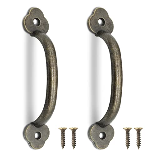 Piutouyar 12 Pcs Barn Door Handles, 3.2 in Hole Center Gate Handle, Bronze - color: Bronze, size: 4 Inch