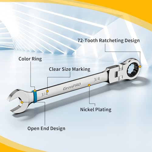 GRENPRO 23PC Flex Head Ratcheting Wrench Set Metric&SAE Combination OpenEnd - style: 23PCS Flex-Head Ratcheting Wrench Set