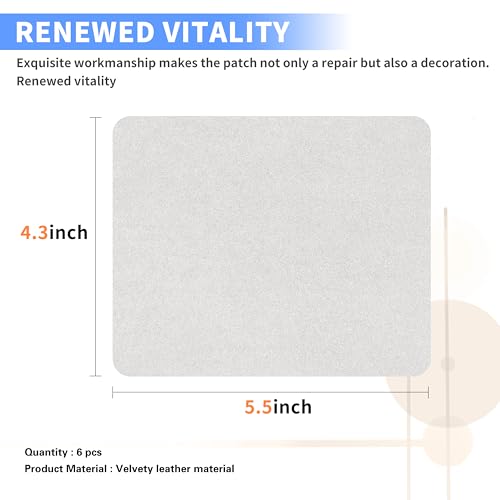 Azobur Sofa Repair Patch, 6 Piece Microfiber Patches, Self Adhesive Fabric Patch, Luxurious Look, Quick Fix Sofa (Light Grey) - color: Light Grey