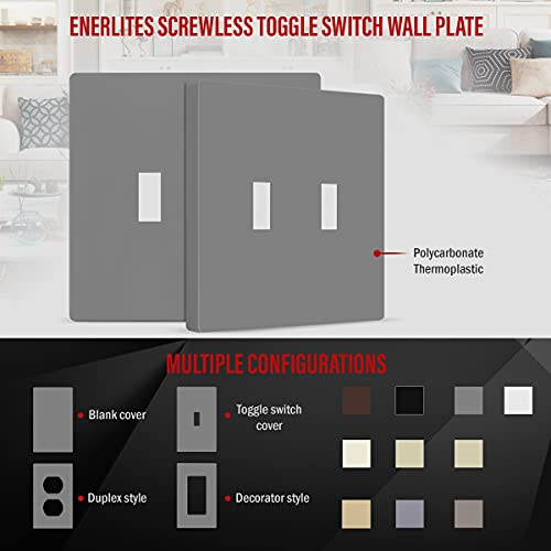 ENERLITES Screwless Double Toggle Light Switch Wall Plate Cover, Gray - color: Gray, size: Screwless