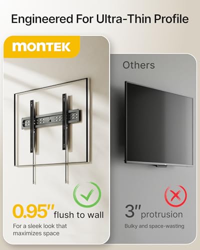 monTEK Ultra Slim Fixed TV Wall Mount for 43–95 inch TVs Holds 150 lbs - size: 43–95" Fixed
