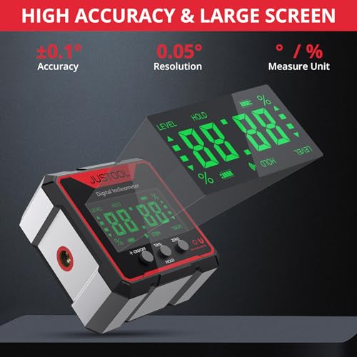 JUSTOOL Digital Angle Finder Magnetic Angle Gauge with Electronic Laser - color: Red