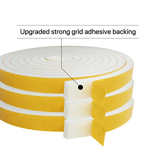 Weather Stripping for Doors-3 Rolls,1/2 Inch Wide X 1/4 Inch Thick - size: 1/2"(W) x 1/4"(T) x 20'(L)