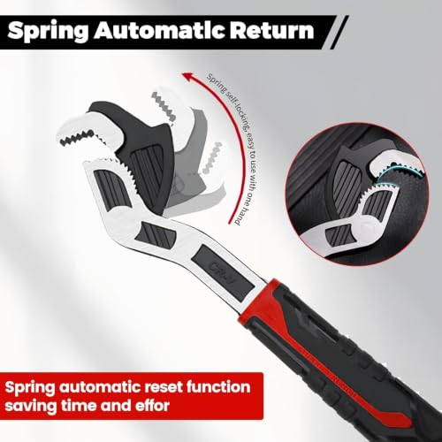 3 Pack Pipe Wrench Set, 6" 8" 10" Self Adjusting Wrench - color: 6”+8”+10”