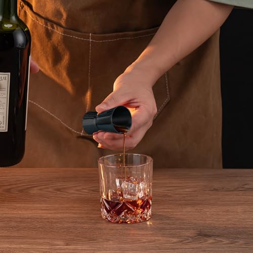 Briout 2Pcs Double Cocktail Jigger for Bartending,1OZ 1/2OZ,Flat Edge Black - color: Black, size: Flat Edge-0.5oz/1oz-2PC