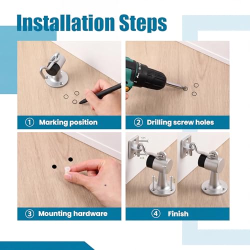 Yaocom 2 Pack Heavy Duty Floor Mounted Door Stop 3.5 Inch Aluminum Commercial Grade Door Stopper with Rubber Bumper & Stainless Steel Screws (Silver) - color: Silver