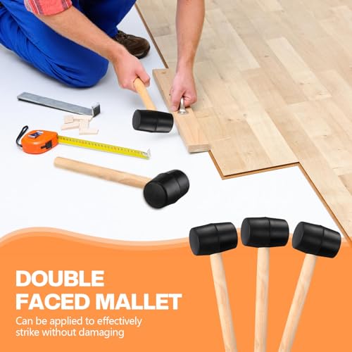 12 Pcs 7 oz Rubber Mallet Hammer with Wooden Handle