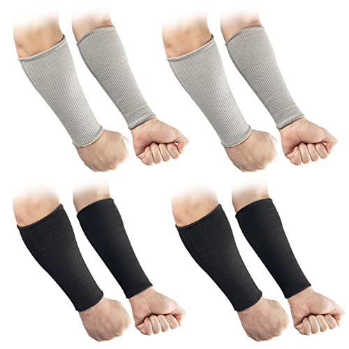 OriStout Cut Resistant Work Sleeves with Tumb Hole, Black and Grey, 4 Pairs | Level 3 Cut Resistant Sleeves, Arm Protectors for Thin Skin and Bruising, Gardening, Yard Working, Pet Grooming, One Size - color: Grey(2 Pairs) & Black (2 Pairs) - Short, size: