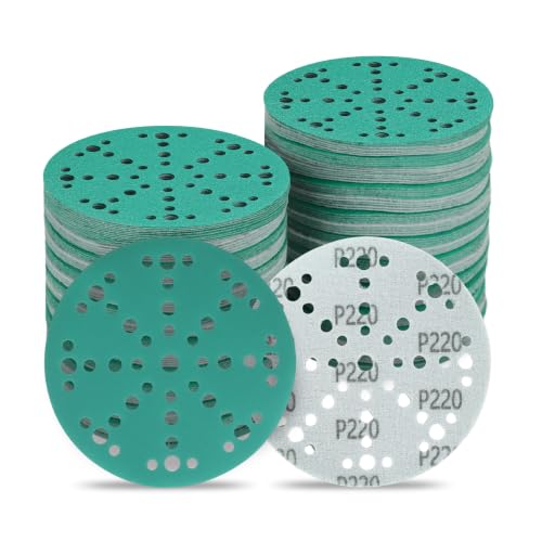 6 Inch 49 Hole Wet Dry P220 Grit Sanding Discs - 50 Pack Box - color: 220 Grit, size: 6 Inch 49 Hole
