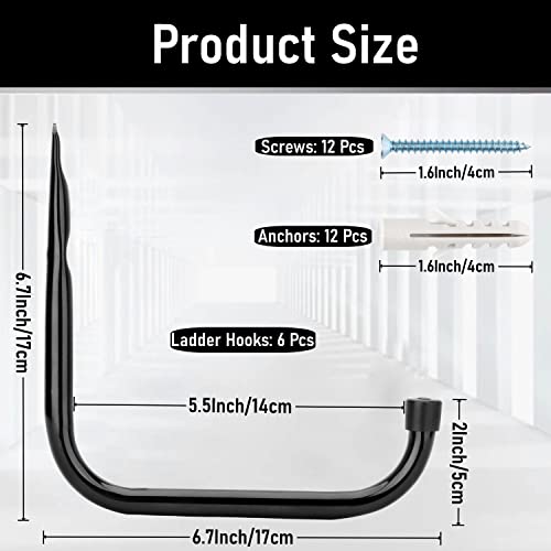 Heavy Duty Garage Hooks, 6.7Inch Wall Mount Garden Tools Storage Hook for Bike, Ladder, Chair, Garden Hose, Power Tool, Indoor Outdoor - size: 6.7Inch x 6.7Inch