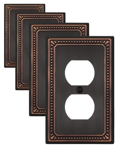Switch Plates Outlet Covers, 4-Pack Aged Bronze Metal Wall Plates - color: Aged Bronze, size: 1 Duplex 4PK