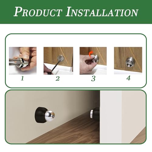 Powerful Magnetic Doorstop - 2 Pcs Stainless Steel Mini Door Stopper, Heavy Duty Magnetism Door Holder for Bedroom Bathroom Kitchen Home Office (Small)