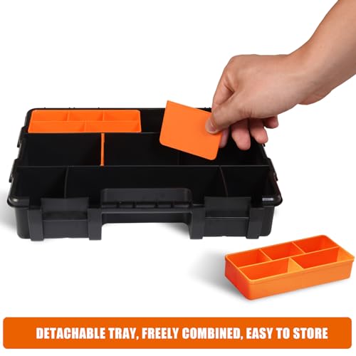 Torin AG421B Hardware & Parts Organizers: 4 Piece Versatile And Durable Storage Toolbox for Bolts, Screws, Nails, Nuts and Small Hardware, Black/Orange - size: 12IN