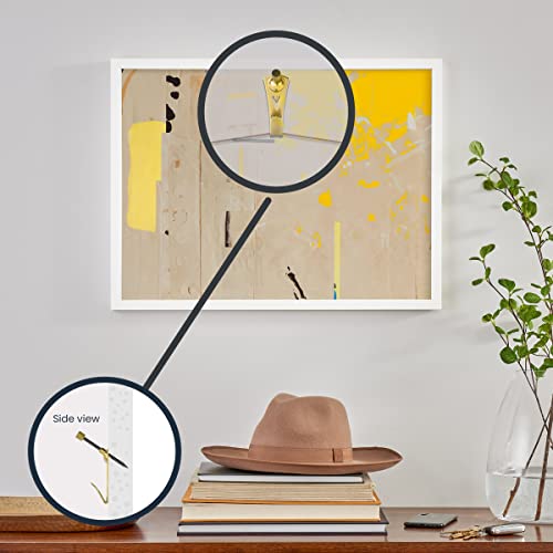 OOK 50615 Professional Picture Hangers, Art Hangers, Padded, Brass, Reusable Picture Hooks, 20lb (15 set) - size: 15 set, 20lb