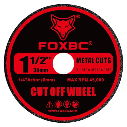 FOXBC 1-1/2 Inch Cut-Off Wheels, 1/4" Arbor Hole, Rotary Cut-Off Discs for Metal, Plastic, Fiberglass Reinforced - 80 Pack