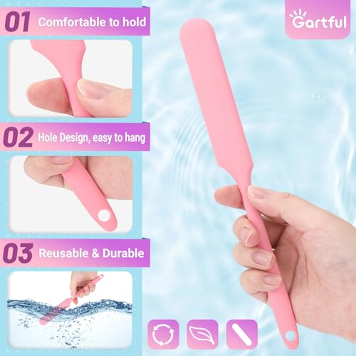 Gartful 6PCS Silicone Spatula Sticks, Non-Stick Epoxy Resin Mixing Sticks Scraper Tools, Reusable Stirring Rods for Resin, Paint, Waxing, Liquid, Arts Crafts Supplies, Facial Mask, Pink - color: Pink, size: Large