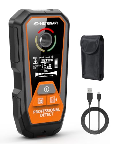 Stud Finder Wall Scanner, 6-in-1 Rechargeable Tool with LCD | Detects Studs, Metal, AC Wires & Pipes. Locate Center and Edge with Positioning Hole, Audible Alert and Accurate Scanning