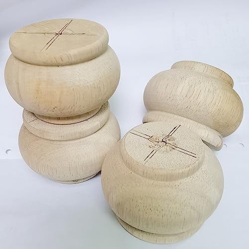 2 Inch Wooden Furniture Legs, Solid Wood Unpainted Replacement Furniture Legs, Cabinet Legs/Desk/Sofa/Bookcase Bun Feet, DIY Wooden Round Legs with Mounting Plate & Screws Set of 4 (2 Inch) - size: 2 Inch
