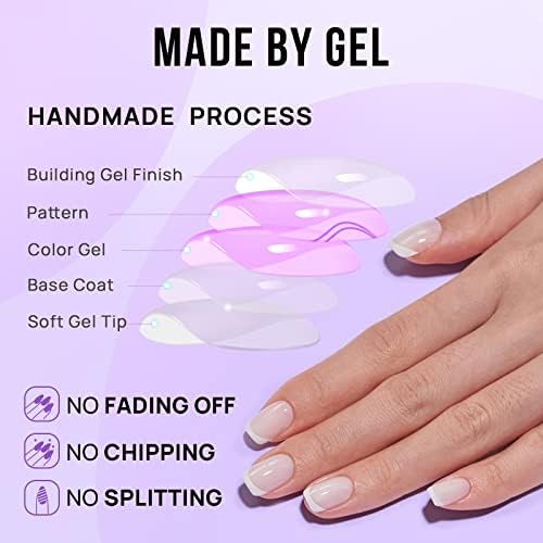 BTArtbox Press On Nails, Classic French, Short Square, White Nude, 30Ct - color: A-Classic French