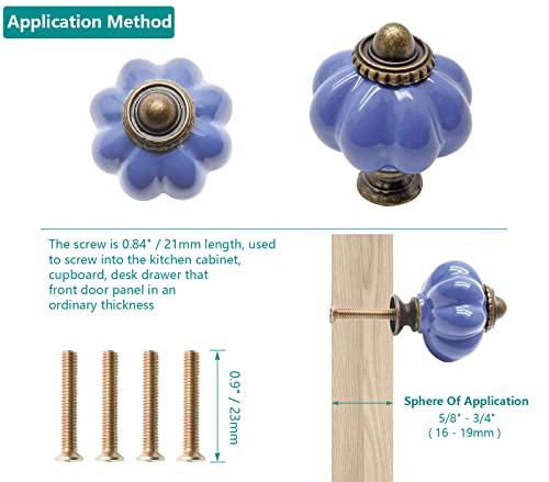 12pcs Periwinkle Blue Pumpkin Knobs, Ceramic Cabinet Knobs - color: Periwinkle Blue, size: 12 Pieces