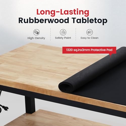 ENJOYWOOD 60" Adjustable Height Workbench with Storage Shelf