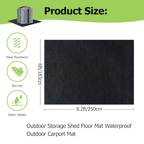 6x8.2FT Outdoor Storage Shed Floor Mat, Tent Carpet for Camping Furniture - size: 6 x 8.2 FT