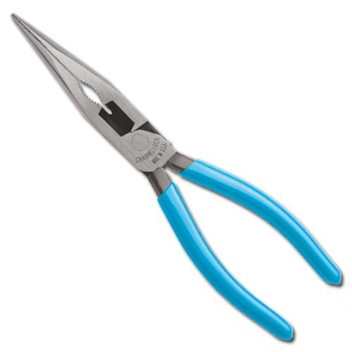 Channellock Needle-Nose Pliers E318 - Long Nose, High Carbon Steel, Blue Handle - 8-Inch Combination - size: 8 Inch Combination Long Nose