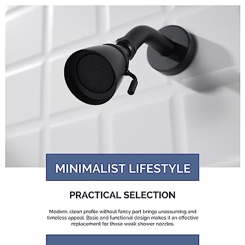 Angle Simple High Flow Shower Spray Head Adjustable, G 1/2, Matte Black - color: Matte Black