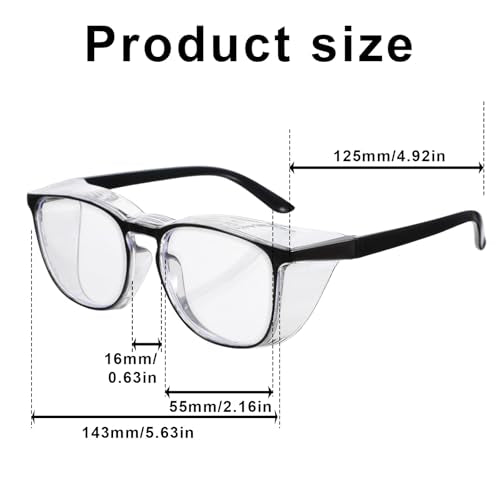 Ptwola Clear Safety Glasses Nurses Goggles Protective Eyewear Lab Goggles Side Protect and Clean Cloth Assistant Accessories - color: Black, Purple, Champagne, Green