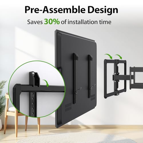 USX Mount Ultra Slim TV Wall Mount for 37-90 inch TVs, Low Profile Full Motion TV Mount with Swivel Articulating Dual Arms, Wall Bracket for Max VESA 600x400mm Holds 120lbs, Fits 16"/18"/24" Studs - size: 37-90 inch, 120 lb